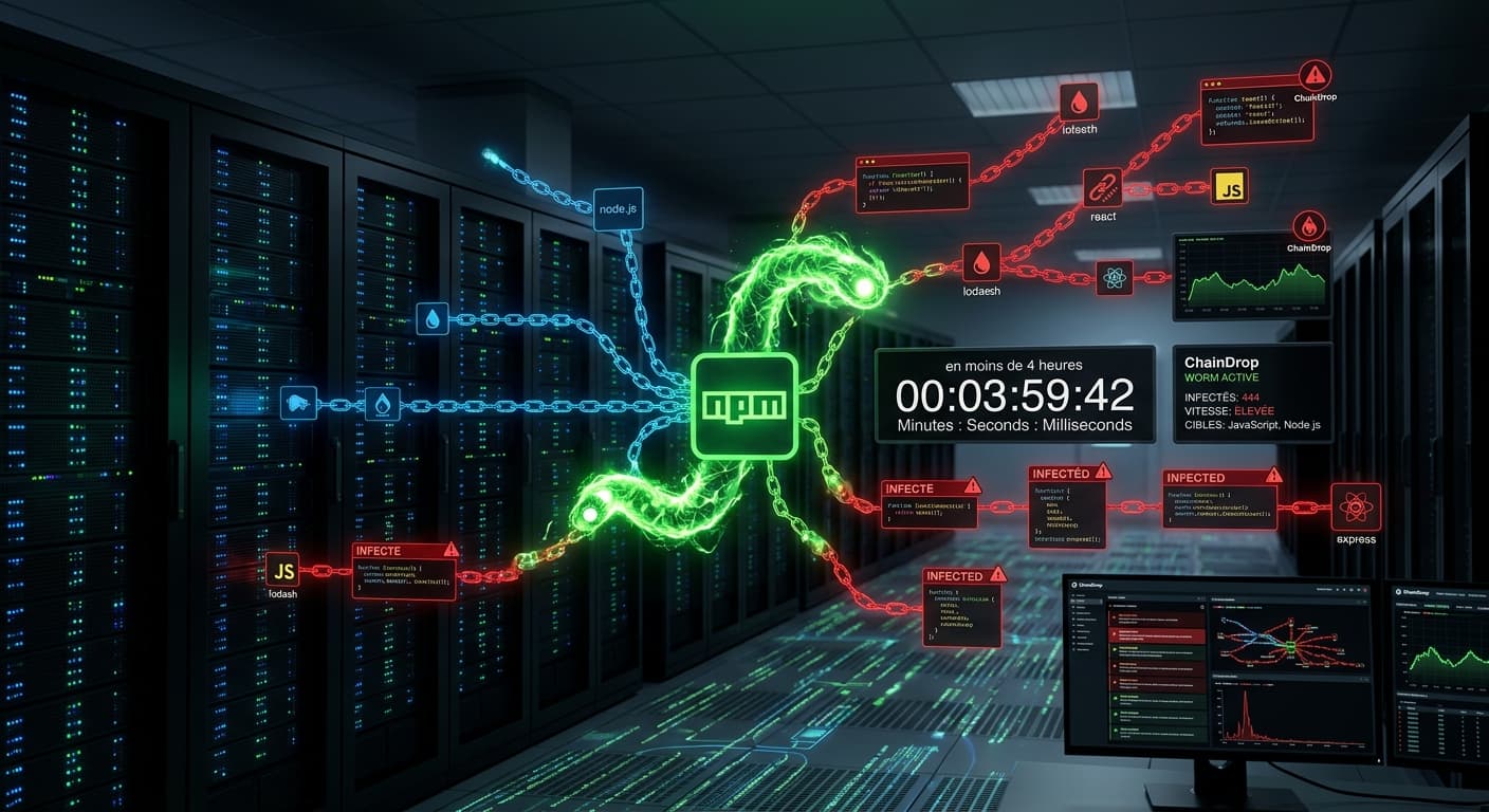 ChainDrop : comment un ver npm a infecté 444 paquets JavaScript en moins de 4 heures