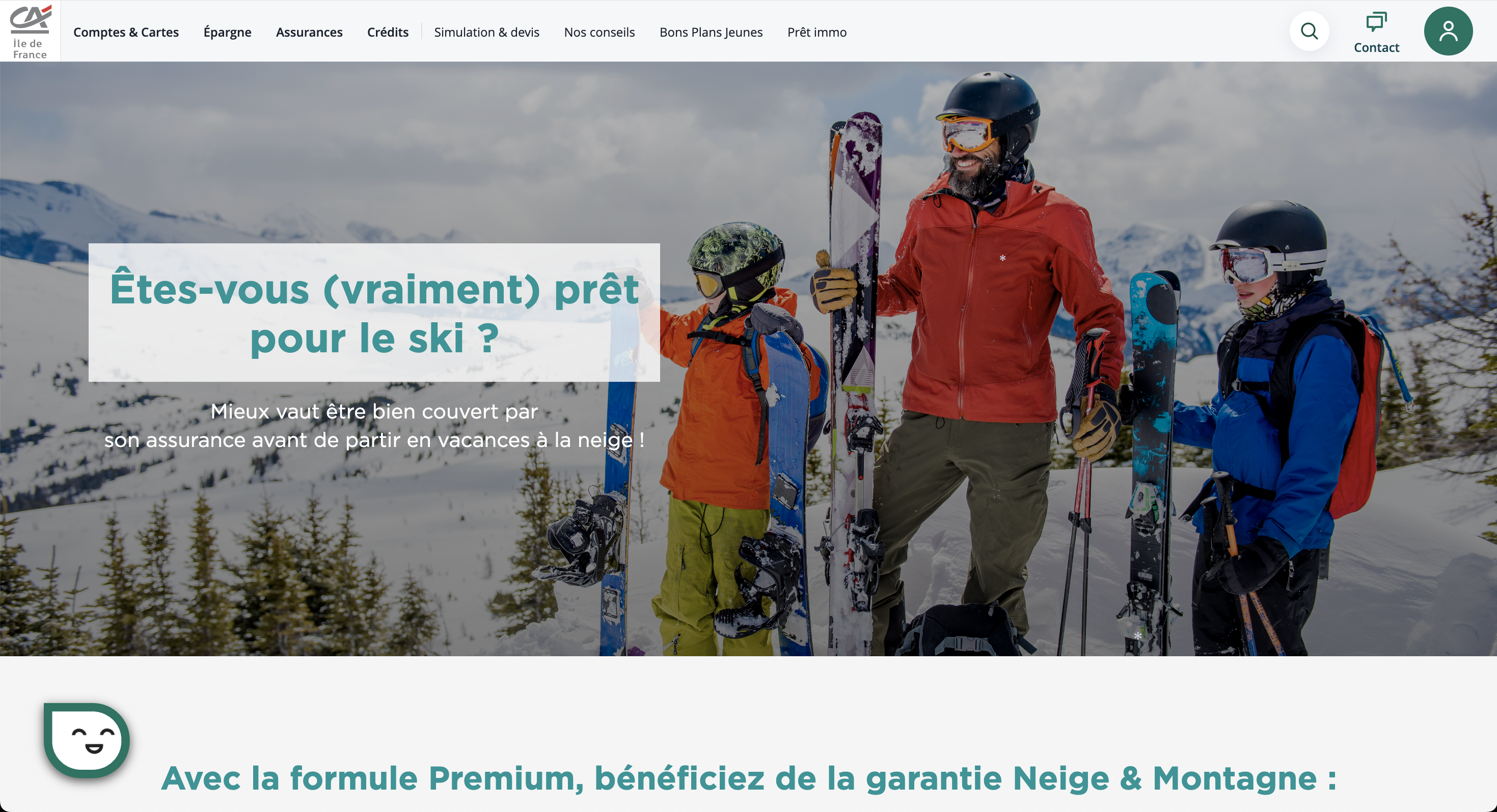 Landing page hivernale avec effet de neige